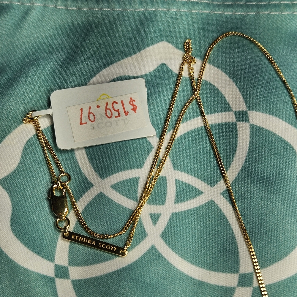 NWT Kendra Scott Elisa 18k Gold Vermeil Sparkle Tab Pendant - Picture 4 of 7